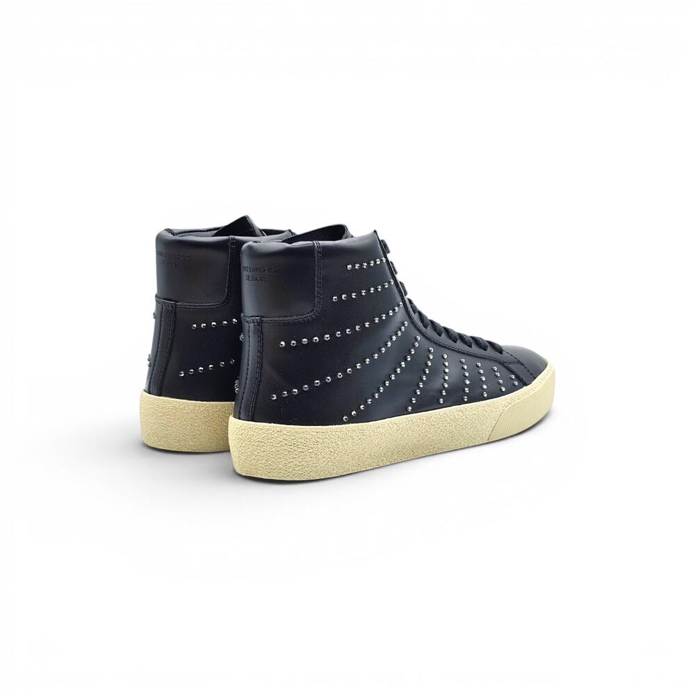 Saint Laurent Court Hi Top Women's Sneakers Studded Black SL/06M - Picture 5 of 9